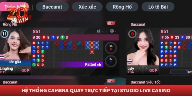 Hệ thống camera quay trực tiếp tại studio live casino