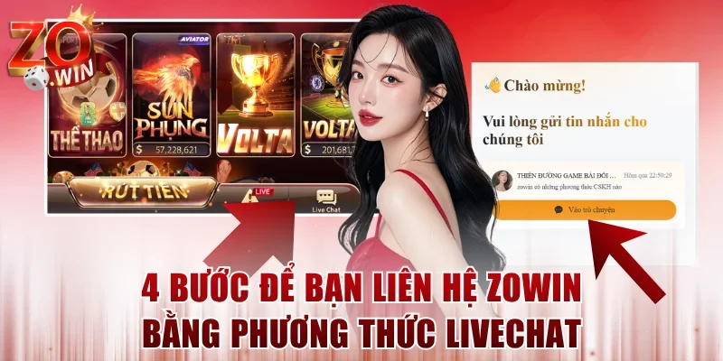 4 bước để bạn liên hệ ZOWIN bằng phương thức livechat